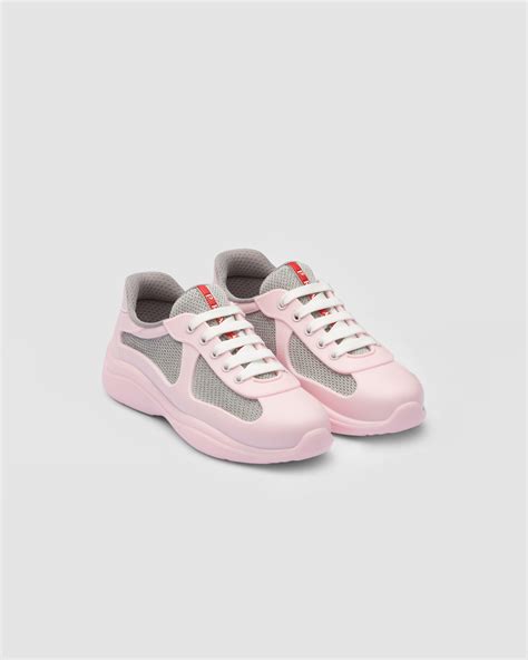 prada sneakers white and pink|prada leather sneakers women's.